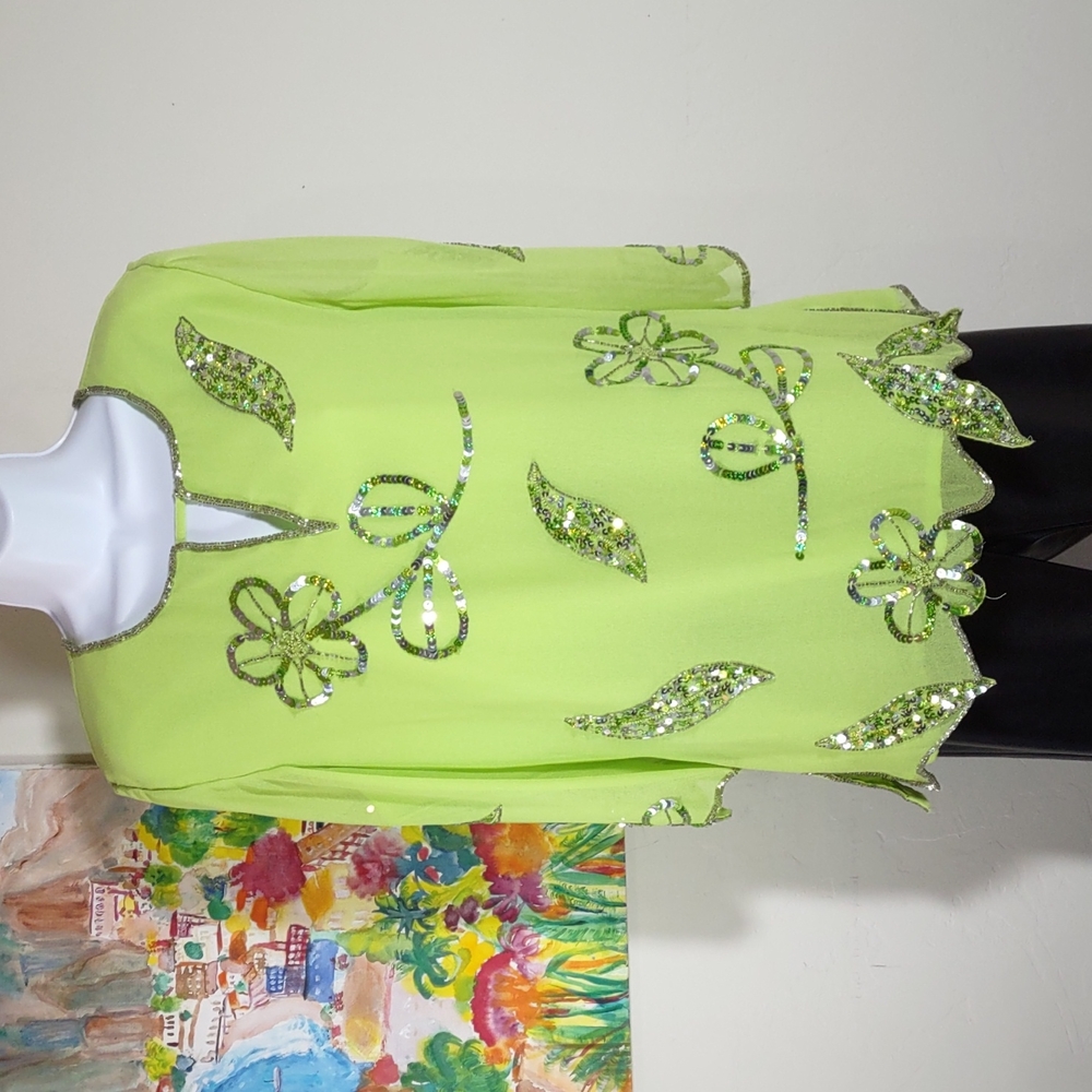 Anthony Original Embellished Crepe de Chine Tunic Top